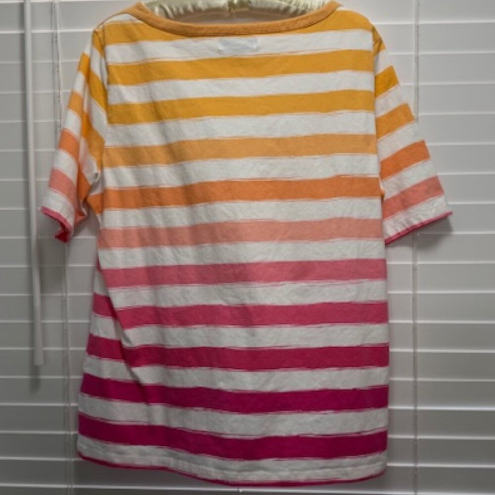 Christopher Banks Women's striped short sleeve scoop neck 98% cotton top;Size XL - Picture 2 of 5